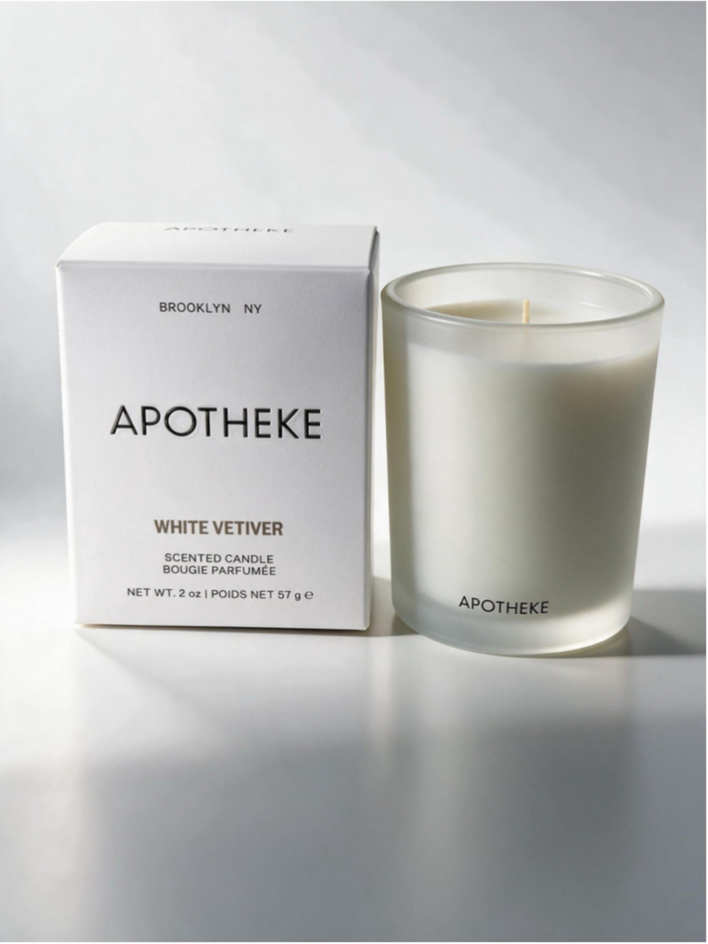 APOTHEKE White Vetiver Scented Candle 2 oz Soy Wax Brooklyn NY New in Box